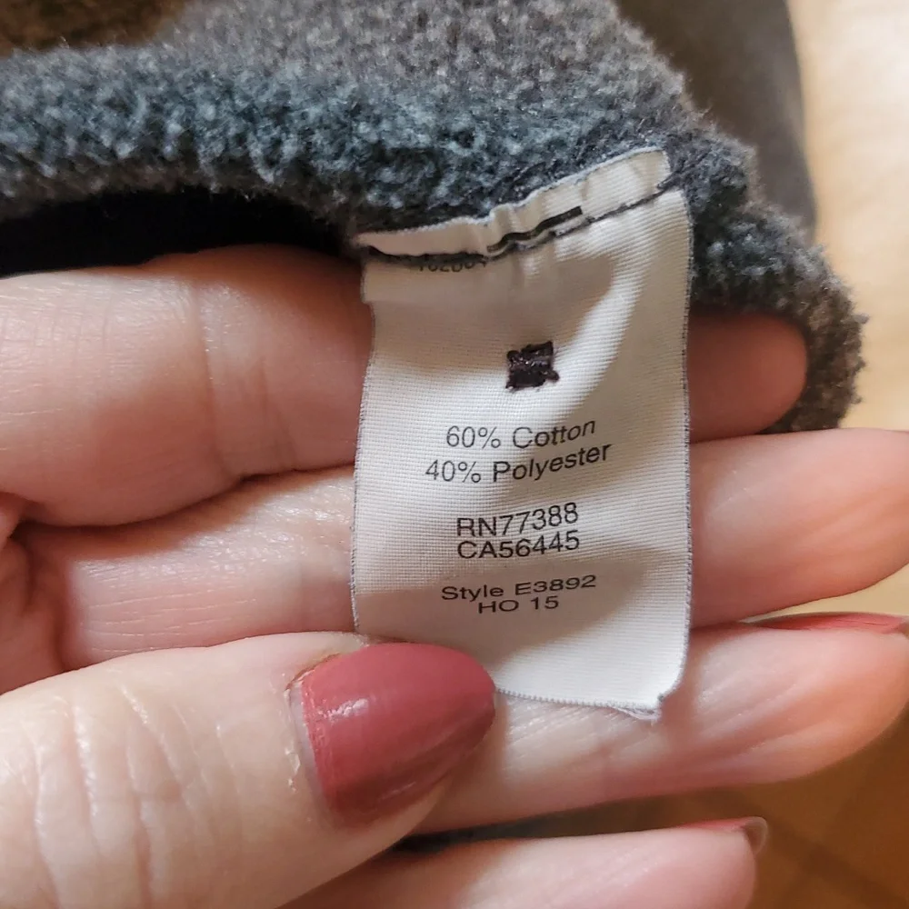 J. Crew Charcoal Authentic Fleece Sz XL Hoodie w Front Drawstring Button Accents